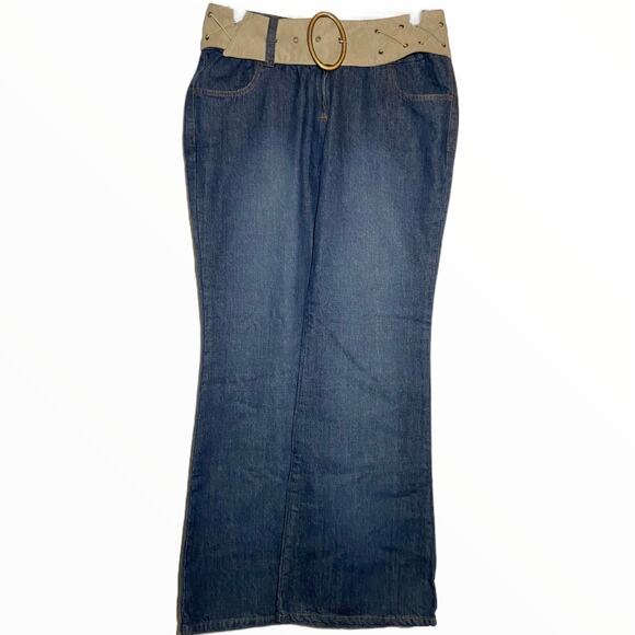 Vintage Jordache Jeans Lo-Rise Bootcut Cotton Denim Dark Wash Belted Blue 11/12 - Picture 1 of 5